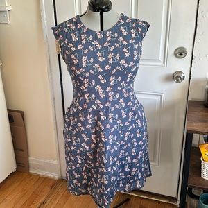 Mata Traders ethically manufactured princess seams dress with botanical print